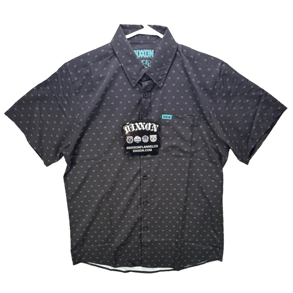Dixxon Flannel Co. Shirt Mens Medium Black Short Sleeve Button Up LUCKY 13 NWT
